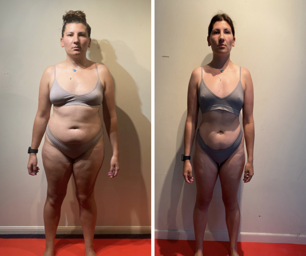 Kate before and after, 10 kg lost