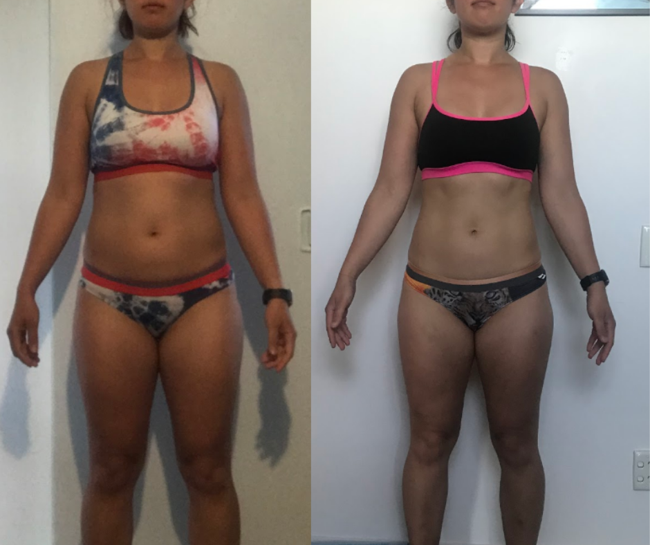 Jen before and after, 10 kg lost