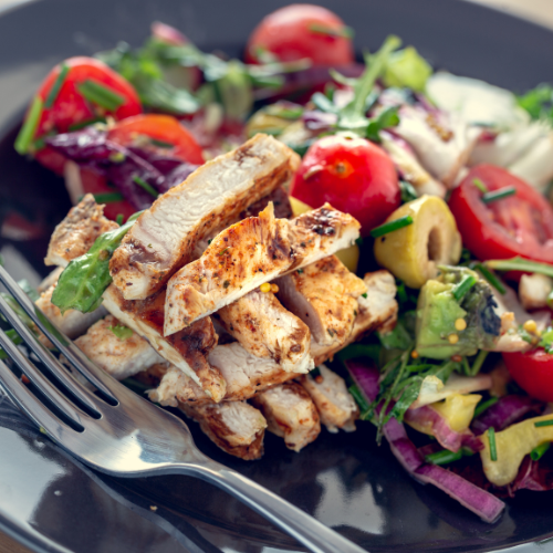 Roast chicken and mixed nut salad